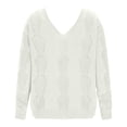 thumbnail image 4 of GUZOM Sweaters Womens Openwork Knit Sweater - V-Neck Long Sleeve Acrylic Top with Ribbed Cuffs, Loose Fit, White, Sizes S to XXXL,Size M, 4 of 8
