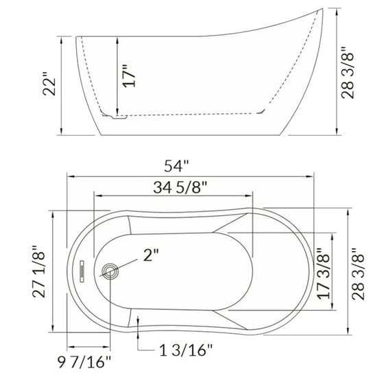 Woodbridge 54 Acrylic Freestanding Bathtub Contemporary Soaking Tub With Brushed Nickel Overflow And Drain B 0006