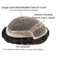 thumbnail image 4 of Toupee for Men French Lace with PU Hair Replacement System Breathable Men's Capillary Prosthesis, 4 of 6