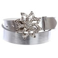 thumbnail image 1 of 1 1/2" Women's Snap On Rhinestone Floral Fashion Belt Multi-Color Options, 1 of 3