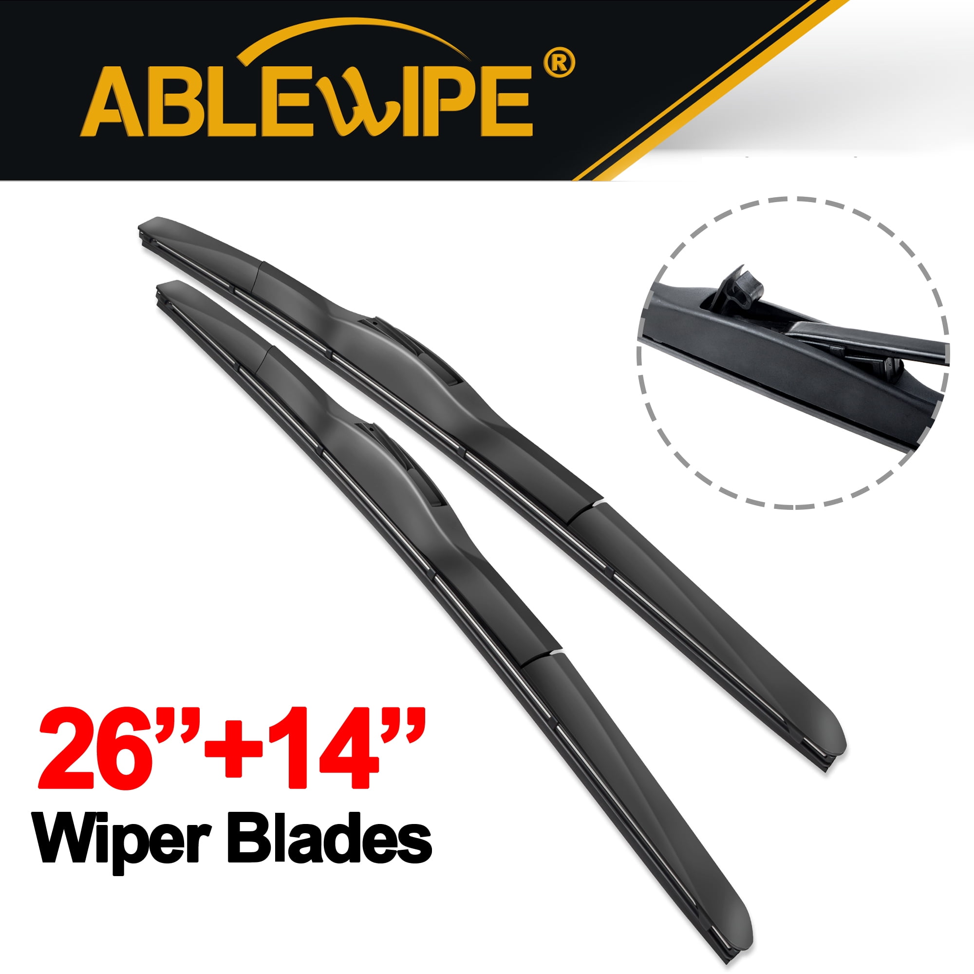 ABLEWIPE 26'&14' Windshield Wiper Blades Fit For Nissan Versa 2011 26 Inch & 14 Inch Premium Hybrid replacement for car front window wiper (Pack of 2)