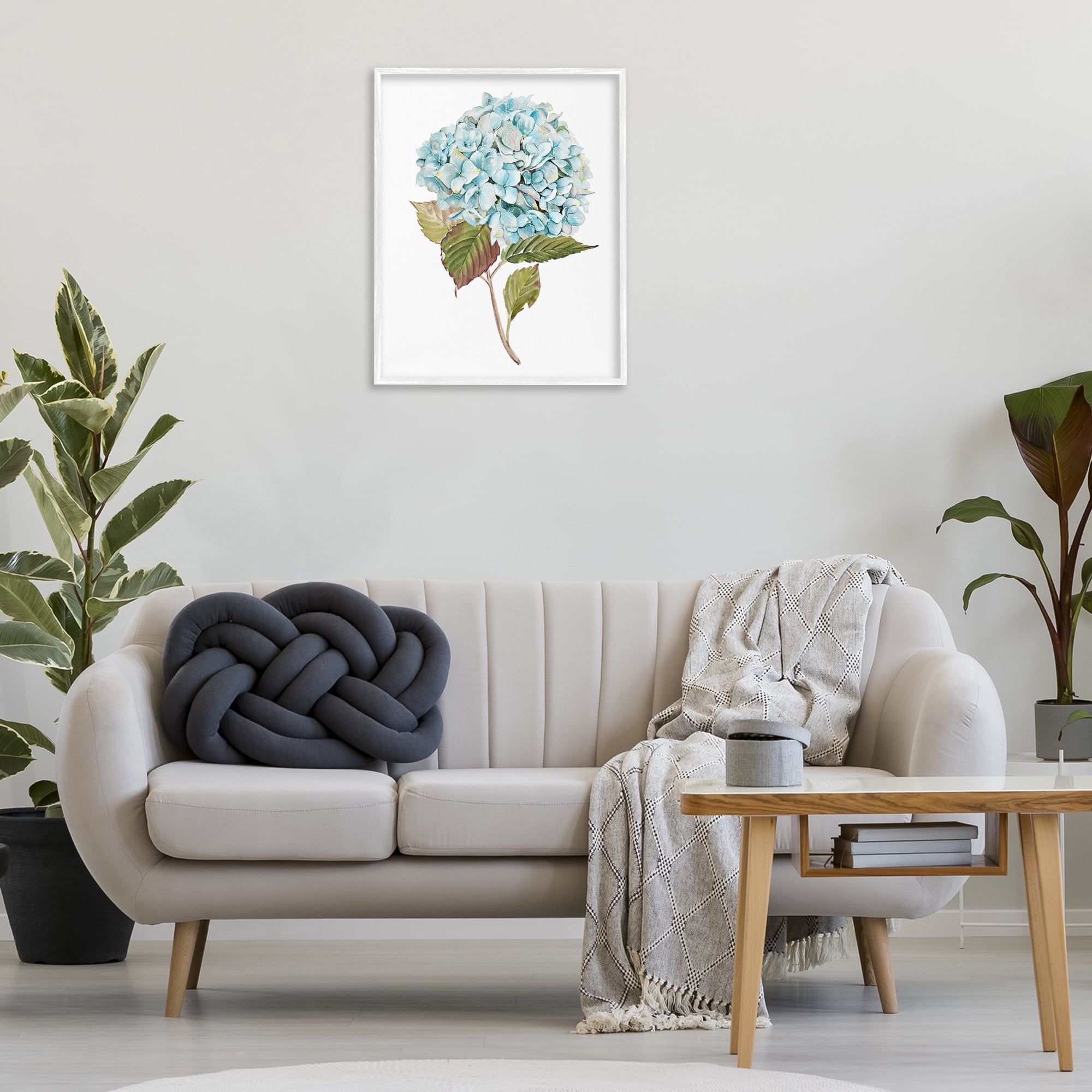 Stupell Industries Simple Hydrangea Bud Botanical & Floral Painting White Framed Art Print Wall Art, 24 x 30