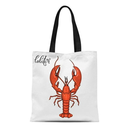 SIDONKU Canvas Tote Bag Oyster Lobster Seafood Vintage Shrimp Collection Cooking Crab Reusable Shoulder Grocery Shopping Bags