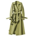 thumbnail image 1 of Mid-Length Trench Coat, British-Style Overcoat, Small-Size Long Jacket Green S , Trench Coat, 1 of 3