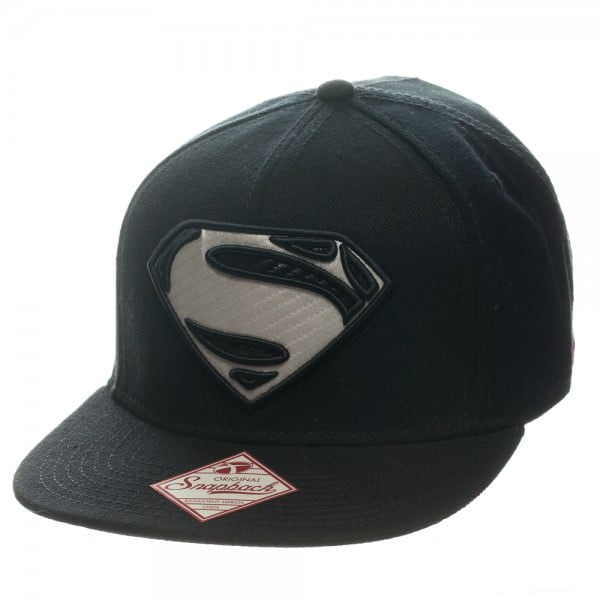 Superman Man of Steel Black Snapback Baseball Cap