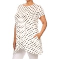 thumbnail image 3 of Women's Plus Size Side Pockets Polka Dot Short Sleeves Relaxed Tunic Top, 3 of 4