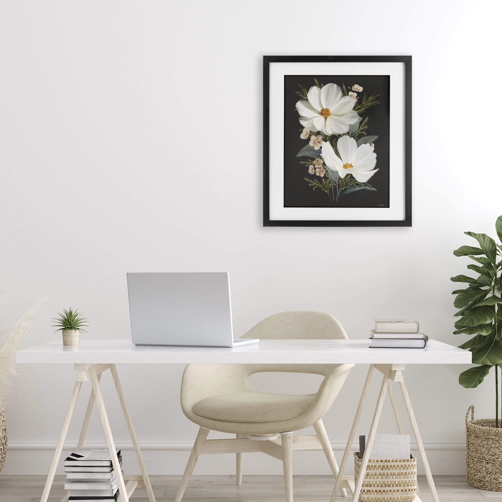 Stupell Industries Old Lace Cosmos Black Framed Print Under Glass, design by House Fenway