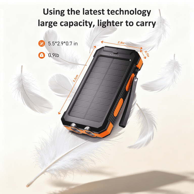 SOLPOWBEN 30000mAh Solar Power Bank, Orange photo 4