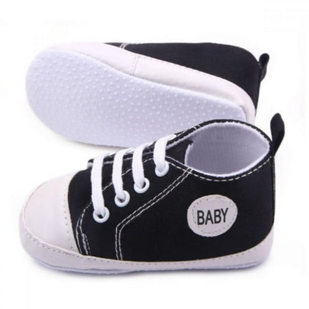 

High Quality! 0-12M Infant Toddler Baby Boys Girls Soft Sole Crib Shoes Newborn Canvas Sneakers Sneaker Newborn (Black）