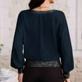 thumbnail image 4 of YUGYXL Women's Dressy Sequin Formal Top Long Sleeve Chiffon Shirt Blouses Navy M, 4 of 4