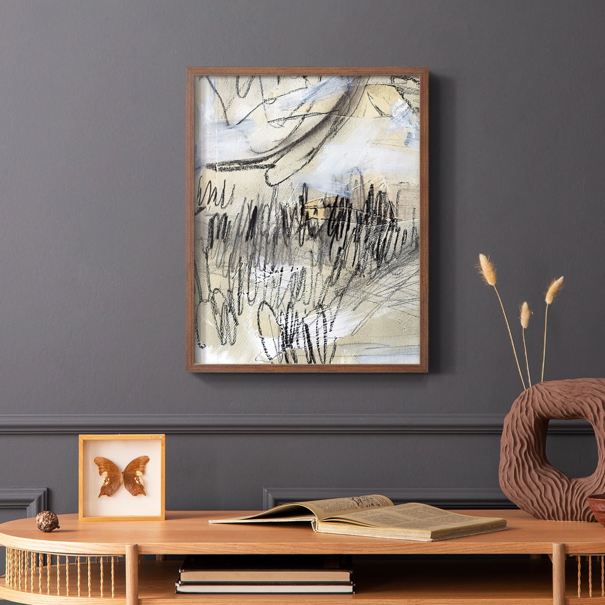 Masked Notes III Framed Print in Brown Solid Wood Framed Print No Nail Hanging