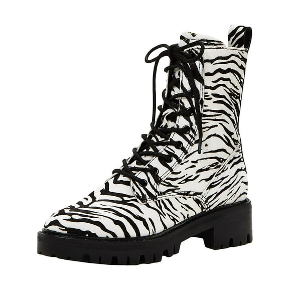 Dolce Vita Womens Gregor Calf Hair Mid Calf Lace-Up Boot B/W 8.5 Medium (B,M)