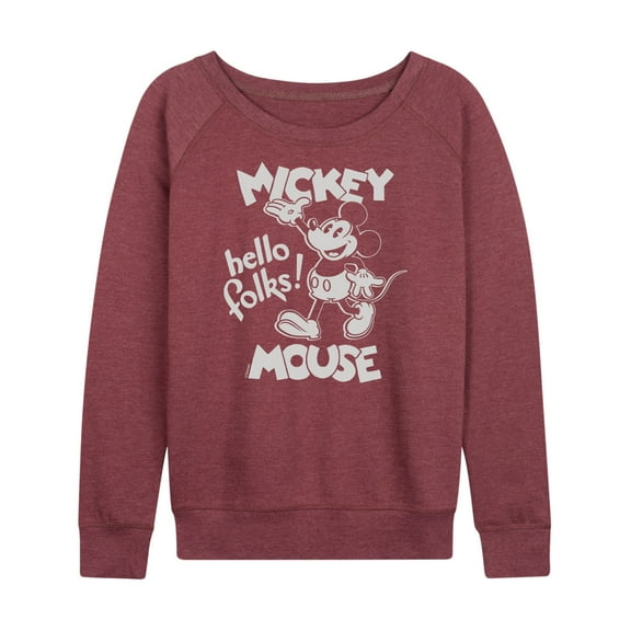 Mickey & Friends - Mickey Mouse Hello Folks - Women's Lightweight French Terry Long Sleeve Shirt