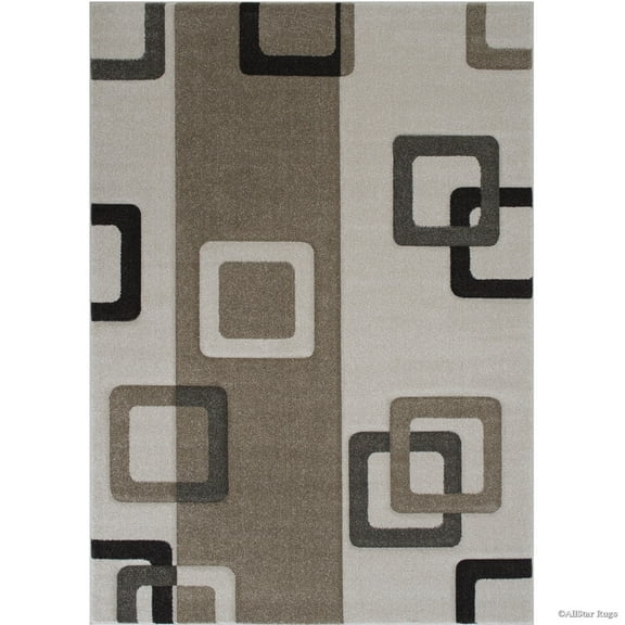 Allstar Rugs Allstar Woven Geometric Block and Square Design Rug Ivory 7' 1"x10' 5" 8' x 10'