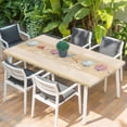 thumbnail image 2 of Yellow Summer Coastal Table Cloths for 3 Foot Rectangle Tables, Modern Ocean Waves Starfish Shell Patio Waterproof Elastic Fitted Tablecloths, Washable Rectangular Table Cover for Camping, 2 of 8