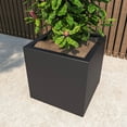 thumbnail image 4 of LeisureMod Fern Fiberstone and MGO Clay Planter, Mid-Century Modern Square Planter Pot for Indoor and Outdoor (Black, 24 Inch), 4 of 7