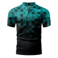 thumbnail image 3 of Polo à Rayures en Polyester Vert pour Hommes, Mode Été Décontractée Impression Numérique 3D Col à Revers Bouton Manches Courtes, 3 of 3