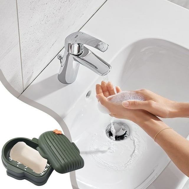 Portable Soap With Drainage Tray Compact For Bathroom Travel And Kitchen Strong Plastic Material Easy To Clean And Store