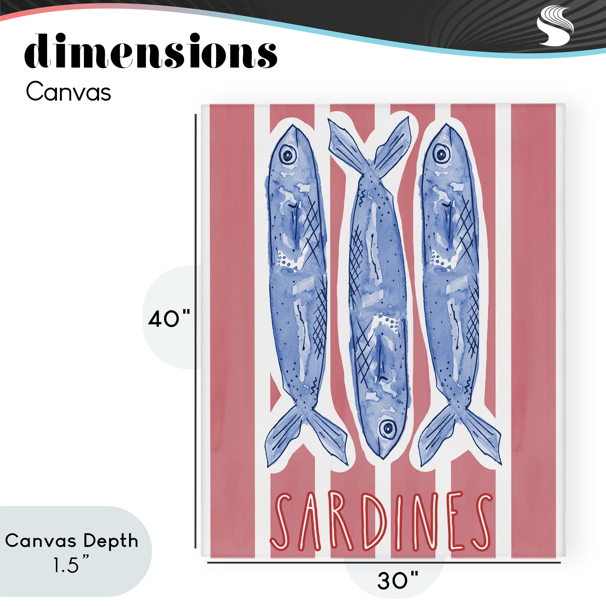 Stupell Industries Americana Sardines on Pink Stripes Canvas Wall Art, design by Nola James