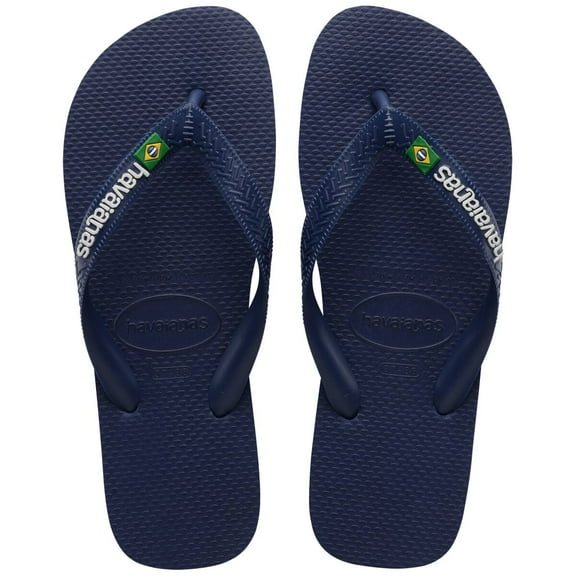 Havaianas Brazil Logo Men's Flip Flop Sandals - Navy Blue, 8