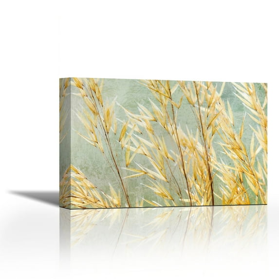 Golden Grasses - Contemporary Fine Art Giclee on Canvas Gallery Wrap - wall décor - Art painting - 27 x 18 Inch - Ready to Hang