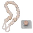 thumbnail image 2 of boho curtain tiebacks bohemian style durable wood rope wide application curtain holdbacks for curtain towel paper beige cotton rope with wooden beads, 2 of 5