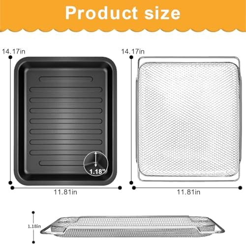 Air Fryer Toaster Oven Accessories for COSORI 32Qt 13 in 1 CS130-CFH CS130-AO 12 in 1 CO130-AO Air Fryer Toaster Oven, Air Fryer Replacement Parts Basket Rack Grill Pan Plate Crisper Plate Tray