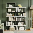 thumbnail image 3 of JolyDale 6-Tier Tall Bookshelf, S-Shaped Morden Bookcase with Storage Space, Multifunctional Stable Book Shelf Suitable for Home & Office, Living Room, Study Room, Bedroom (White, 6-Tier), 3 of 6