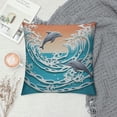 thumbnail image 2 of COMIO  Throw Pillow Cover Sea Waves and Couple of Dolphins Home Decor Pillowcase for Sofa, 2 of 5