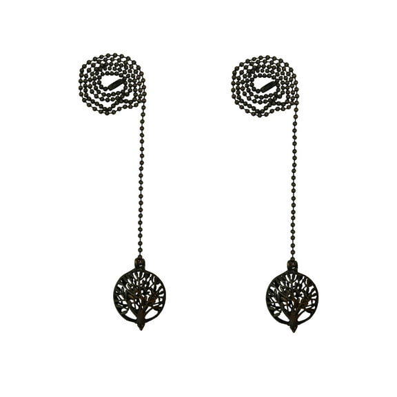 Royal Designs 24 Inch Adjustable Ceiling Fan Pull Chain Extension with Abundant Tree Ornament, Oil Rubbed Bronze, Set of 2