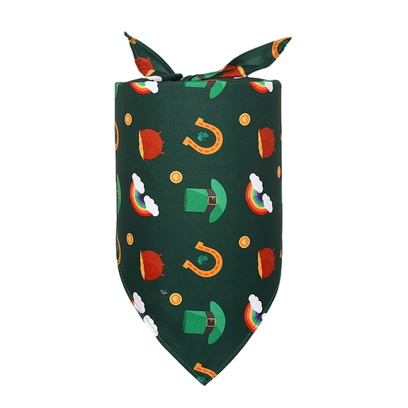 St. Patrick's Day Pet Bandana - 1 PCS Green Irish Pattern Tie-On Dog Scarf, Double-Sided Reversible Festive Accessory for Small Medium Dogs and Cats