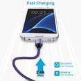 thumbnail image 2 of Micro USB Cable 6ft 5pack,USB A to Micro USB Cable Nylon Phone Micro USB Charging Cable USB Charger Cable Android Charging Cable Cords USB to USB Micro Cable 6ft,White+Blue+Purple+Orange+Green, 2 of 7