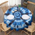 thumbnail image 3 of Blue White Tie Dye Spiral Pattern Round Tablecloth 60"x60",Wrinkle Wipeable Table Cloth for Kitchen Dining Room Picnic Patio Party, 3 of 6