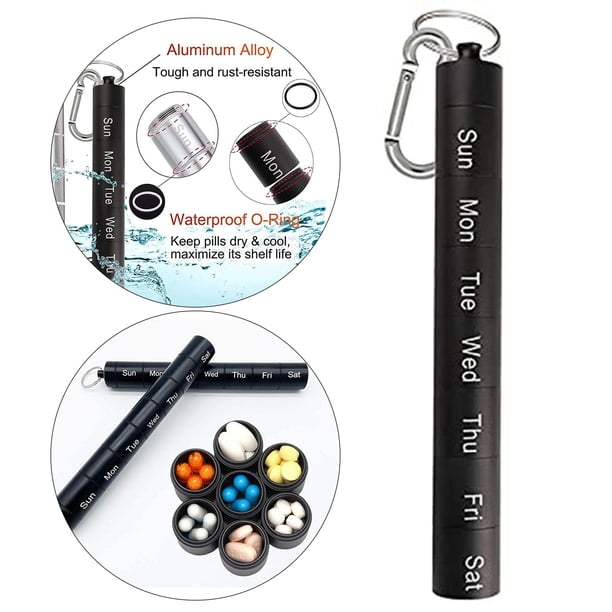 Pastillero portátil organizador pastillero pastillero viaje impermeable aceite de pescado Negro Colcomx organizador de casos