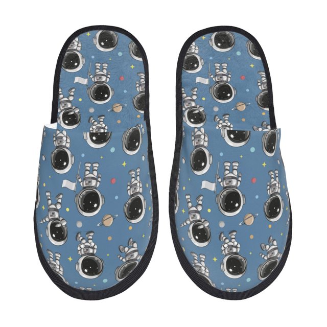 Fotbe Astronaut Pantuflas Peludas para Mujer con Estampado, Zapatillas de Peluche, Zapatos de Invierno para Casa, Uso Interior y Exterior-Large