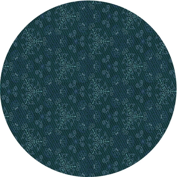 Ahgly Company Machine Washable Indoor Round Transitional Teal Green Area Rugs, 6' Round
