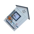 thumbnail image 4 of Soporte de llaves Caja de diseño de casa montada en la pared Colgante de pared Colgador de almacenamiento de llaves Estuche de madera, parte superior azul, Saiboat Life Bouy seitruly HA8882-03B, 4 of 6