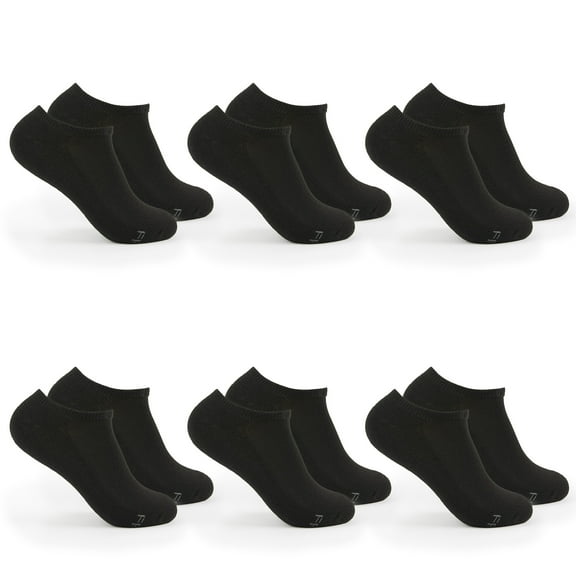 Fruit of the Loom All Day Comfort No-Show Socks for Women, Black, Sizes 4-10 (6-Pack)