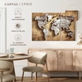thumbnail image 5 of Elephant Stock Carved Wood World Map Wall Art - Horizontal Multi Panel Canvas - Living Room Wall Decor - Map Multi Panel - Brown And White Decor - 33" x 20", 5 of 8