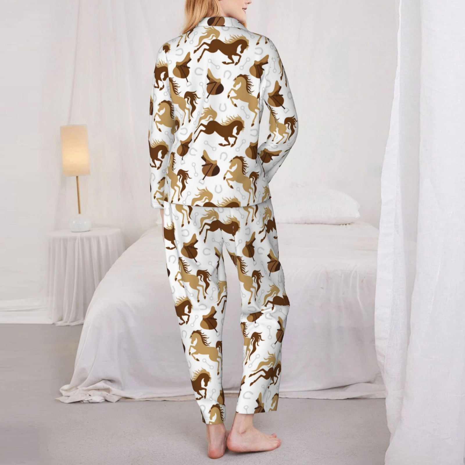 Women's Pajama Set Minimalist Cool Horse Saddle Long Sleeve