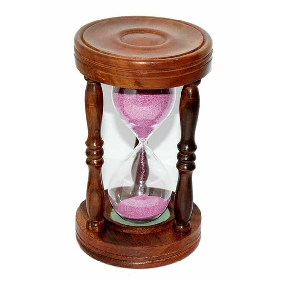 Wooden and Brass 5 Minutes Sand Timer Hour Glass Clock Home Décor & Nautical Gift Item