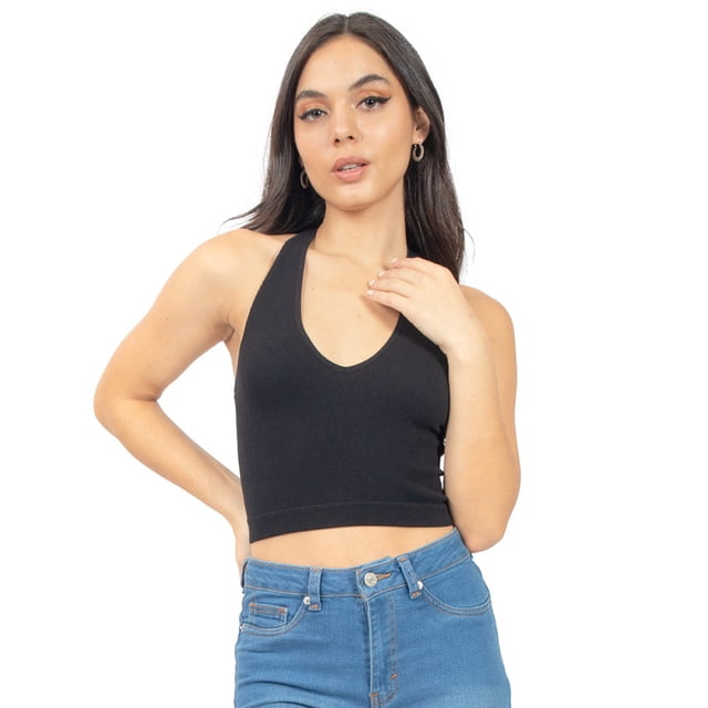 Top Halter Básico Mujer Color Negro