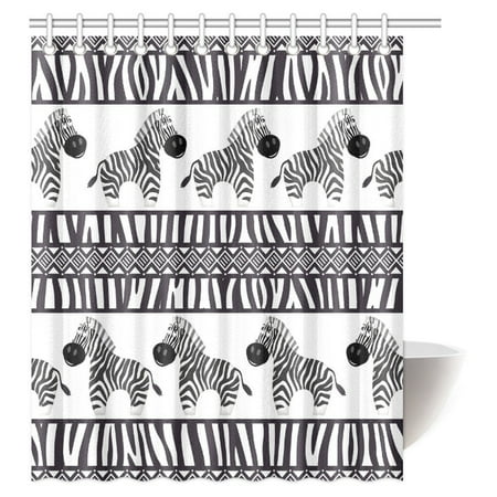 Animal Print Bathroom Decorating Ideas MYPOP Zebra Print Decor Shower Curtain, Cute African Animal Zebra and Zebra Skin Fashionable Trendy Decorating Bathroom Set with Hooks, 60 X 72 Inches ()