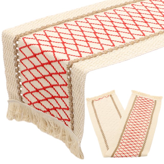 Chemin de Table avec Pompons Chemin de Table de Banquet Chemin de Table Décoratif Nappe en Lin