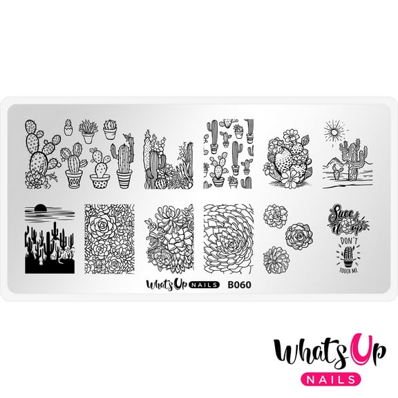 Whats Up Nails B060 Deserted Succulent Metal Stamping Plate for Nail Art Design