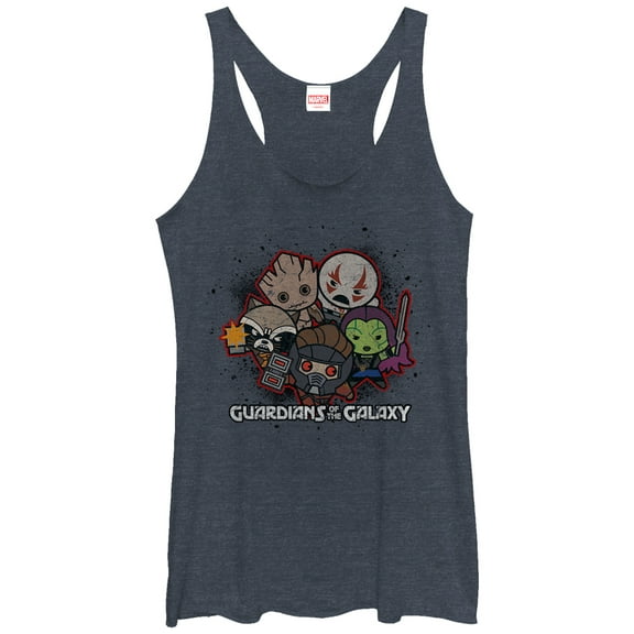 Women's Marvel Guardians of the Galaxy Kawaii Racerback Tank Top Navy Blue Heather X Large