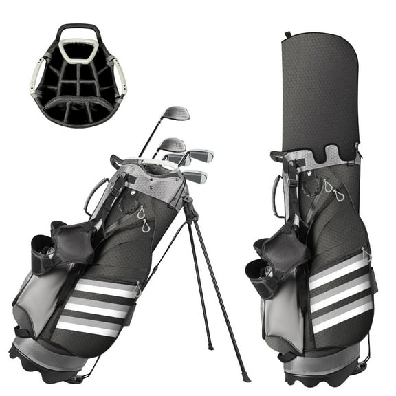 Uten Golf Club Cart Bags With Stand, 8" 14 Way Dividers Carry Organizer Pockets Storage Gray and Black