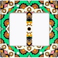 thumbnail image 6 of Metal Light Switch Plate Cover Orange Green Mandala Flower Tile Pattern MDL119, 6 of 13