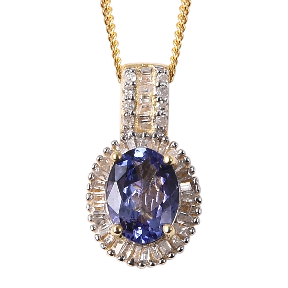 Sterling SIlver Tanazanite Oval Pendant Necklace 18