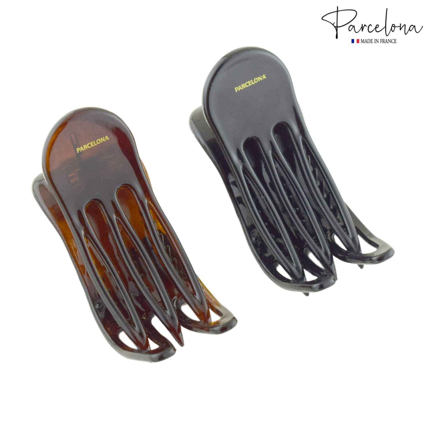 Parcelona French Simply Bear Paw Medium 3&rdquo; Celluloid Set of 2 Hair Claw Clips